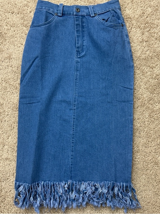 POL Dresses & Skirts - NWOT POL Denim Fringe Midi Small | Coastal Cowgirl